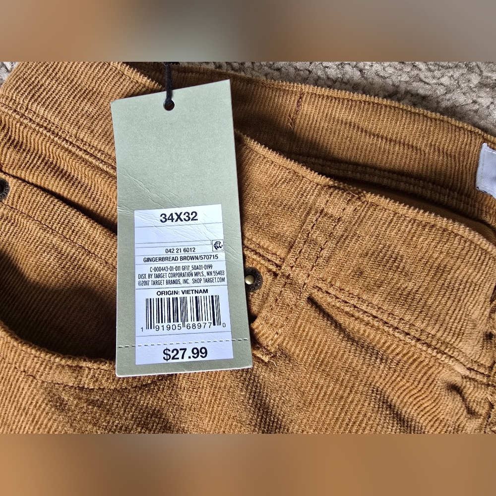 NWT Goodfellow & Co Men's Brown Corduroy Pants SZ. 34x32 - Picture 5 of 5